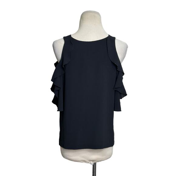 Charlotte Russe black cold shoulder ruffle sleeves blouse size small - Picture 3 of 11